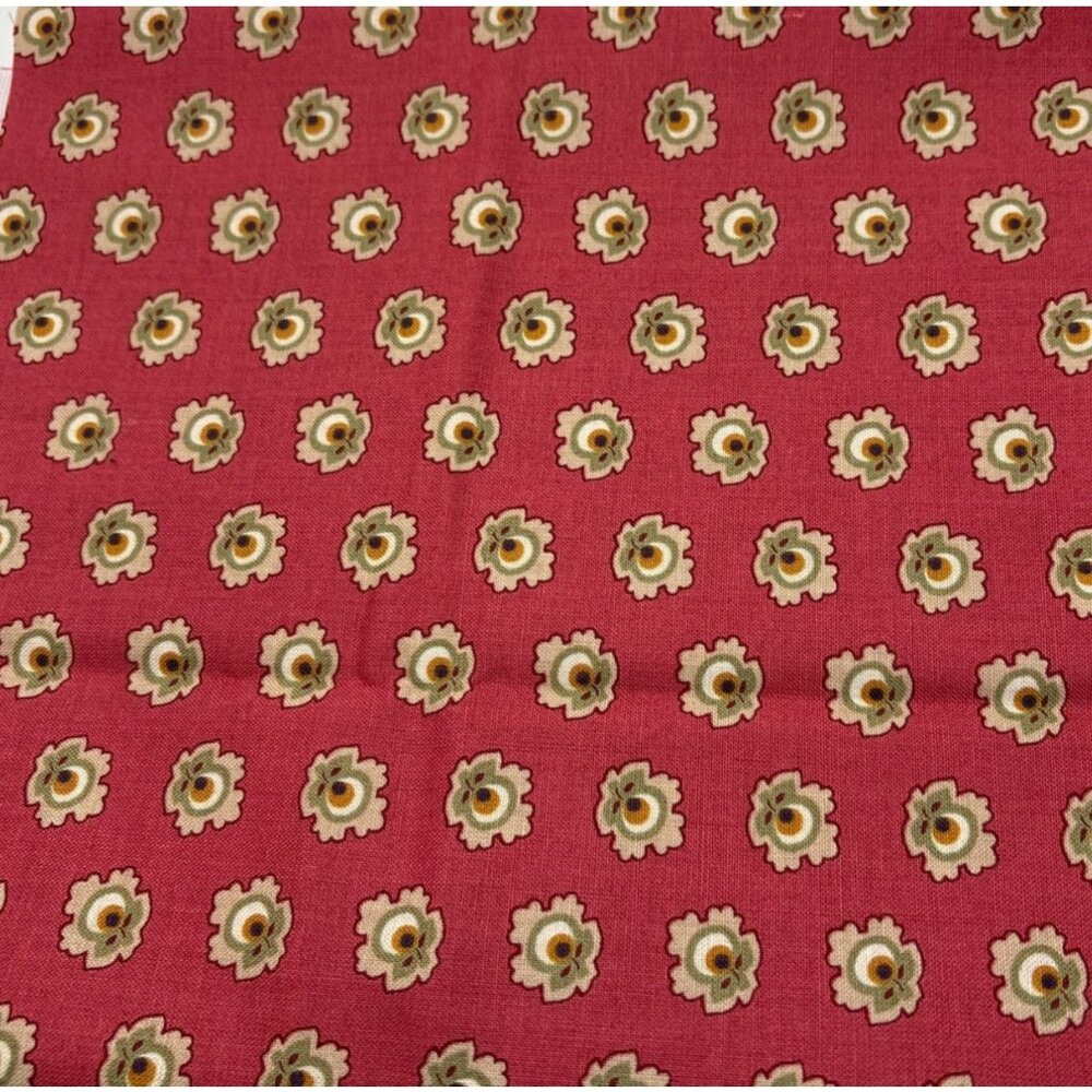 Marcus Fabrics Red Cotton Floral Print Quilting Panel 19x35" Vintage-Inspired